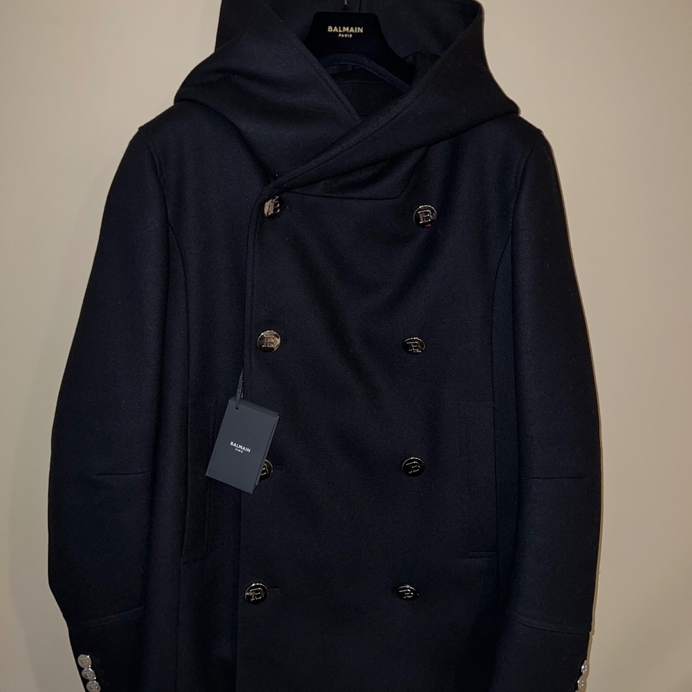 Balmain Hooded Peacoat